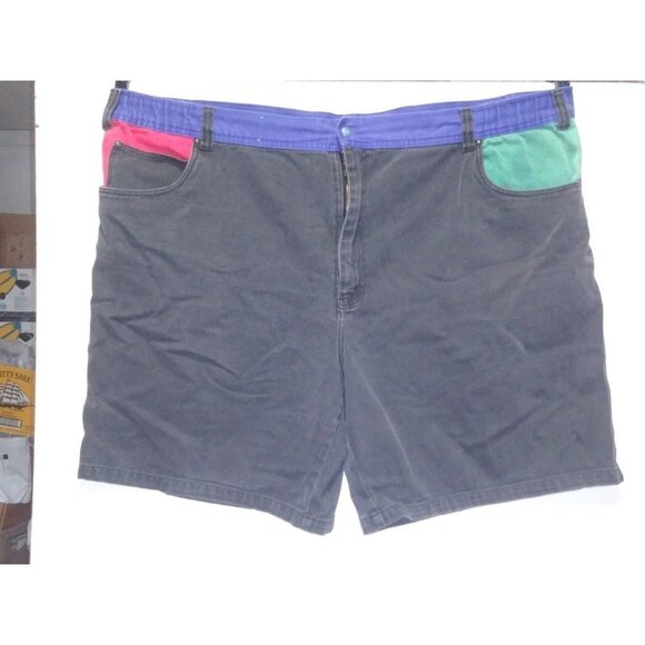 Mens VTG Zeppelin Denim Shorts Sz 54 COLORBLOCK rare MULTICOLOR BOHO FESTIVAL - Picture 5 of 11